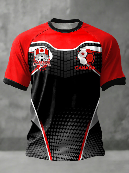 Retro Canada 2026 Soccer Geometric Casual T-Shirt