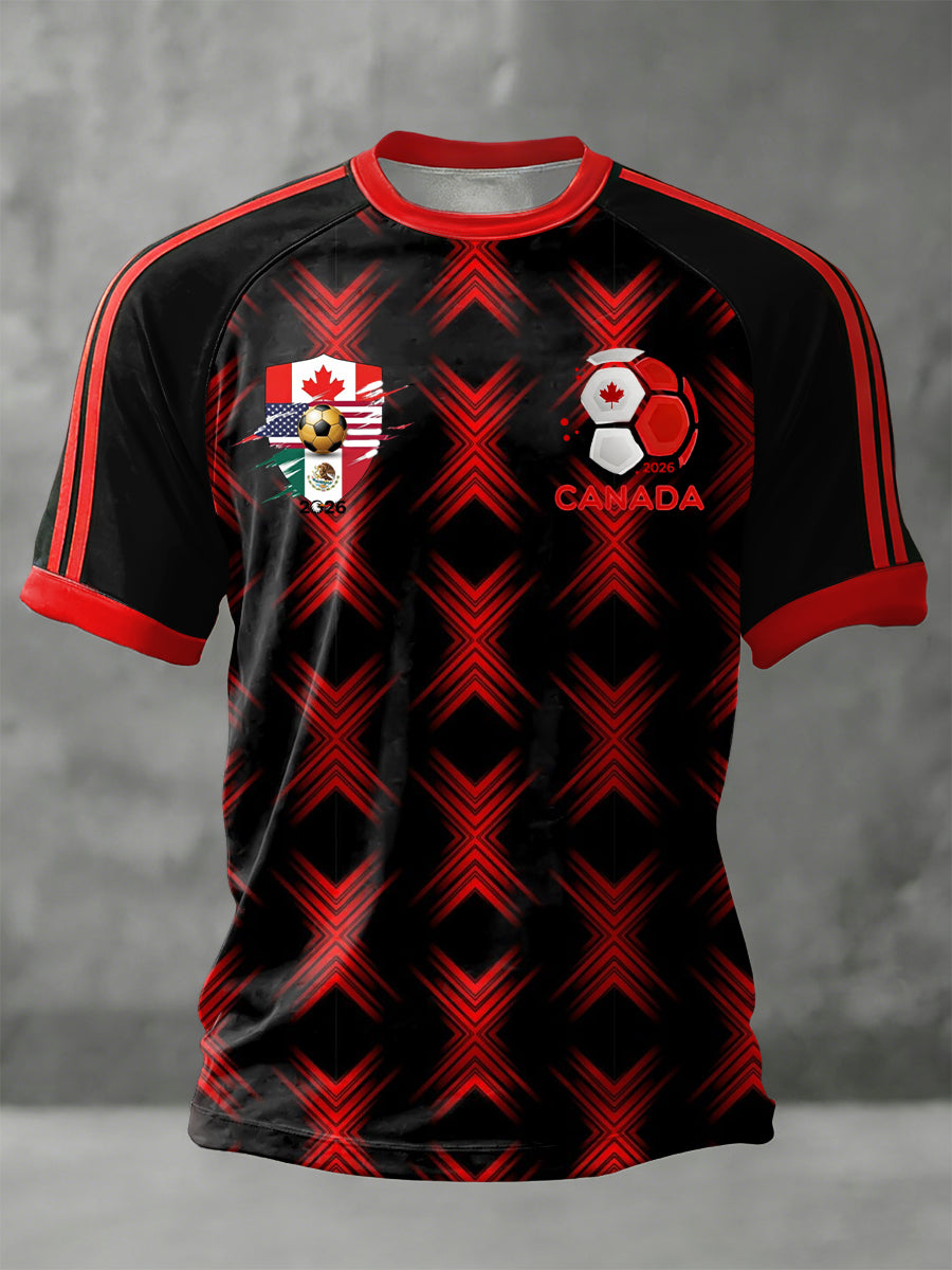 Retro Canada 2026 Soccer Art Casual T-Shirt