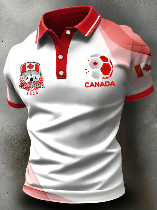Retro Canada 2026 Soccer Championship Textured Casual Polo Shirt