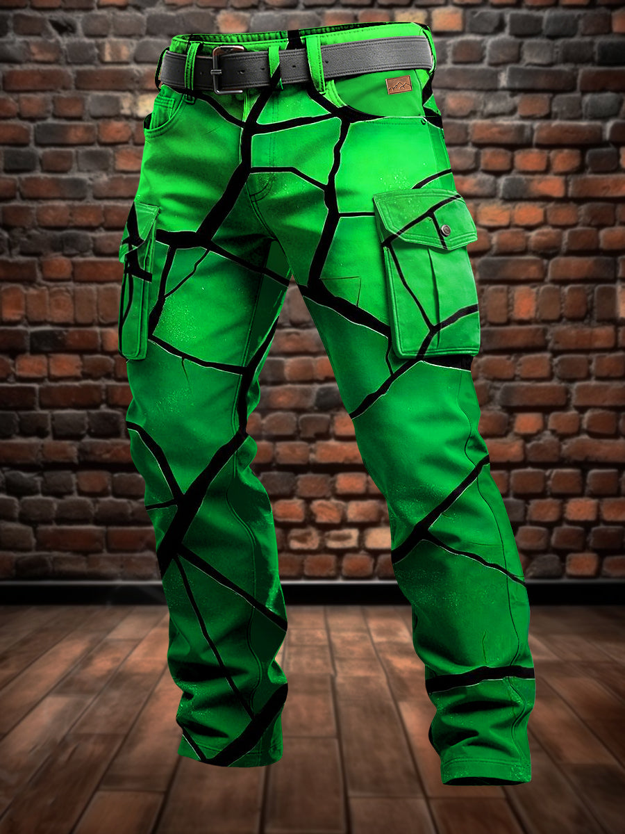 Men's Retro Vacation Business Art Print Casual Workwear Trousers