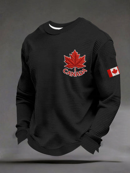 Men's CANADA Waffle Casual Print Sweatshirt