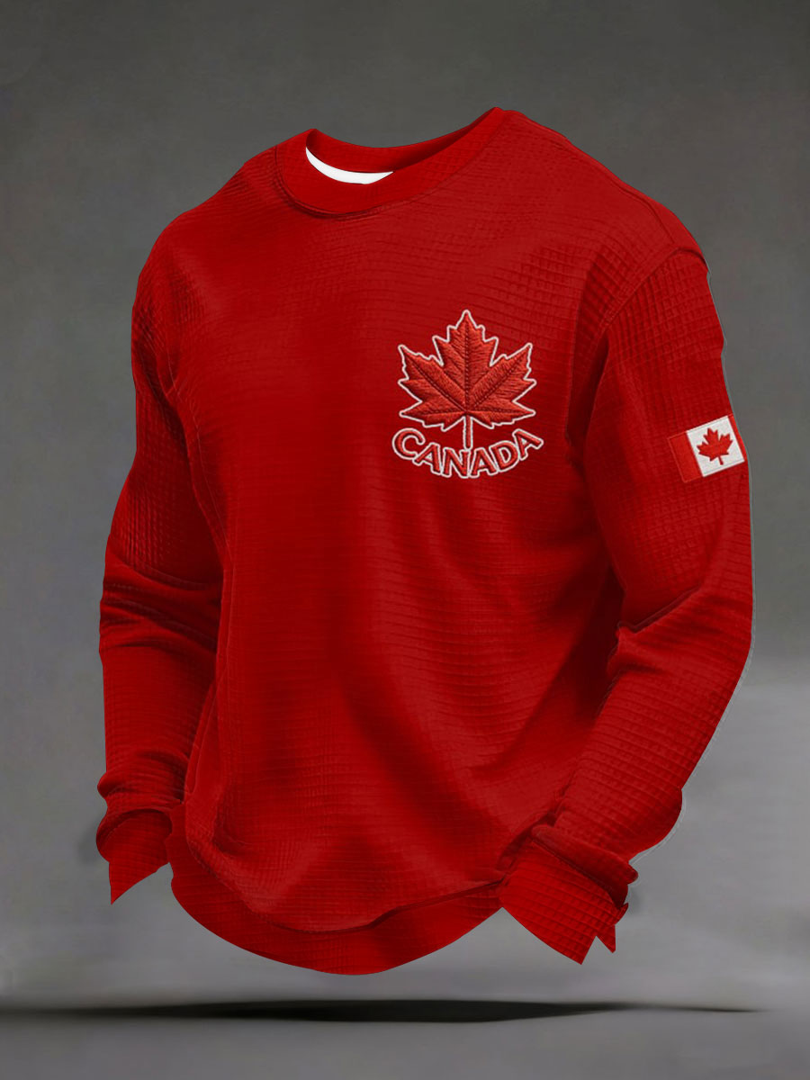Men's CANADA Waffle Casual Print Sweatshirt