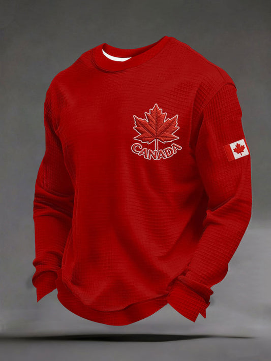 Men's CANADA Waffle Casual Print Sweatshirt
