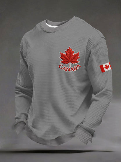 Men's CANADA Waffle Casual Print Sweatshirt