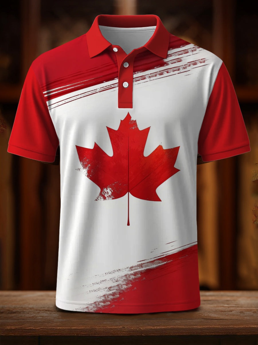 Men's Canadian Maple Leaf Print Casual Top