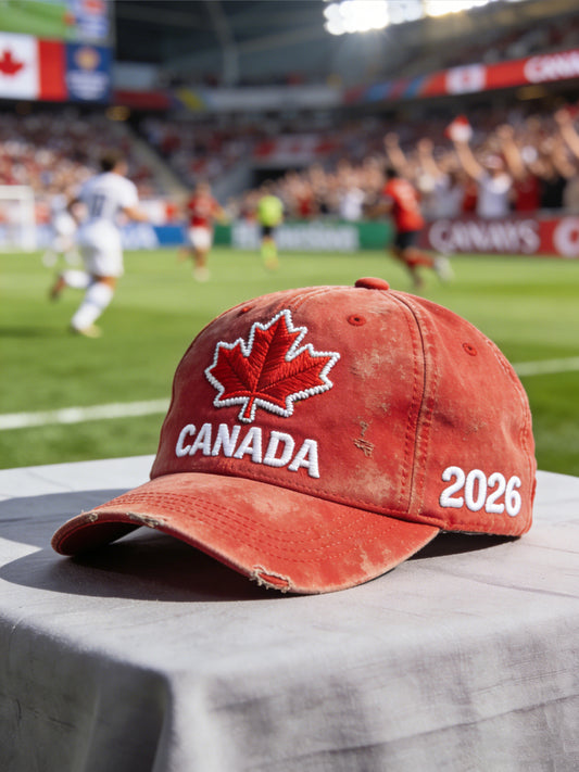 Retro Canada 2026 Soccer Maple Leaf Casual Baseball Cap