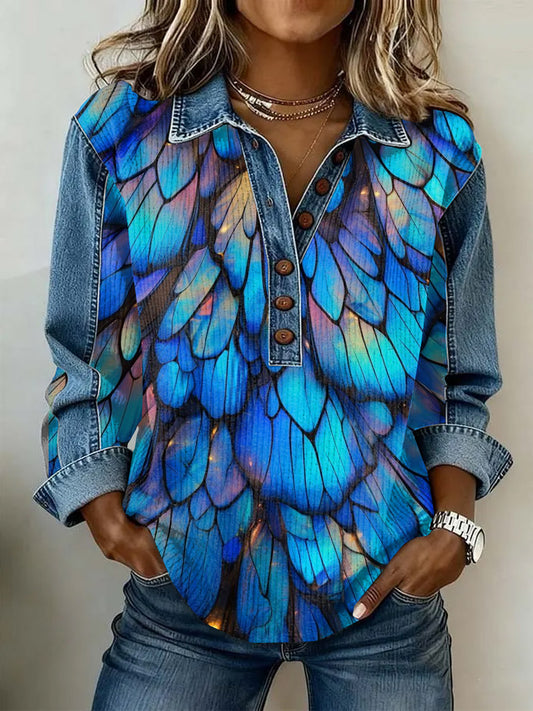 Women's Vintage Floral Print Casual Long-Sleeve Top