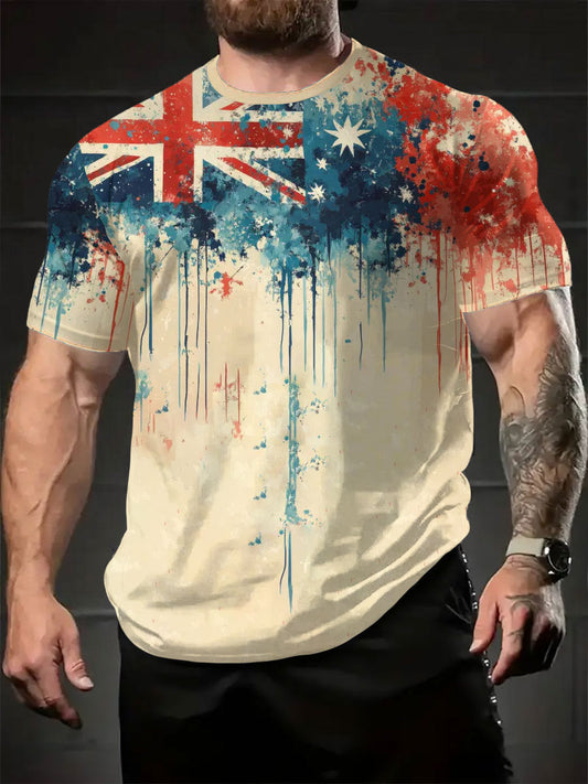 Men's AU Flag Printed T-shirt