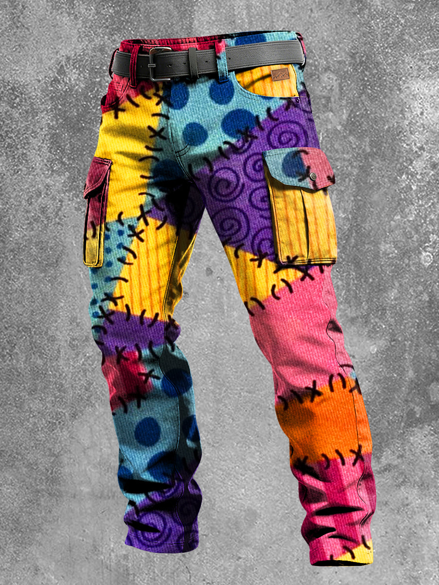 Men's Retro Vacation Business Art Print Casual Workwear Trousers