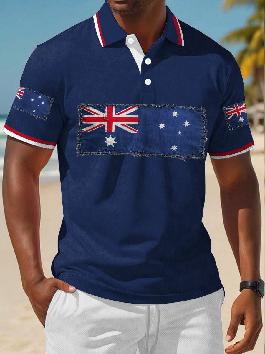 Men's Aussie Flag Art Proud Printed Casual Tops