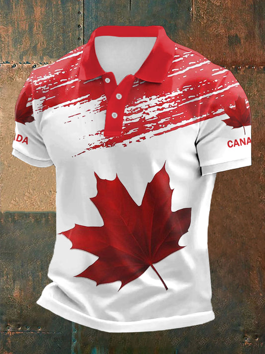 Men's Happy Canada Day Canadian Maple Leaf  Print Casual Top