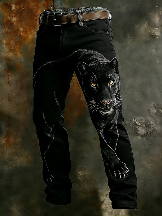 Men's Vintage Animal Print Art Business Casual Work Pants