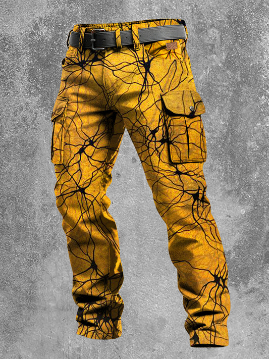 Men's Retro Vacation Business Art Print Casual Workwear Trousers