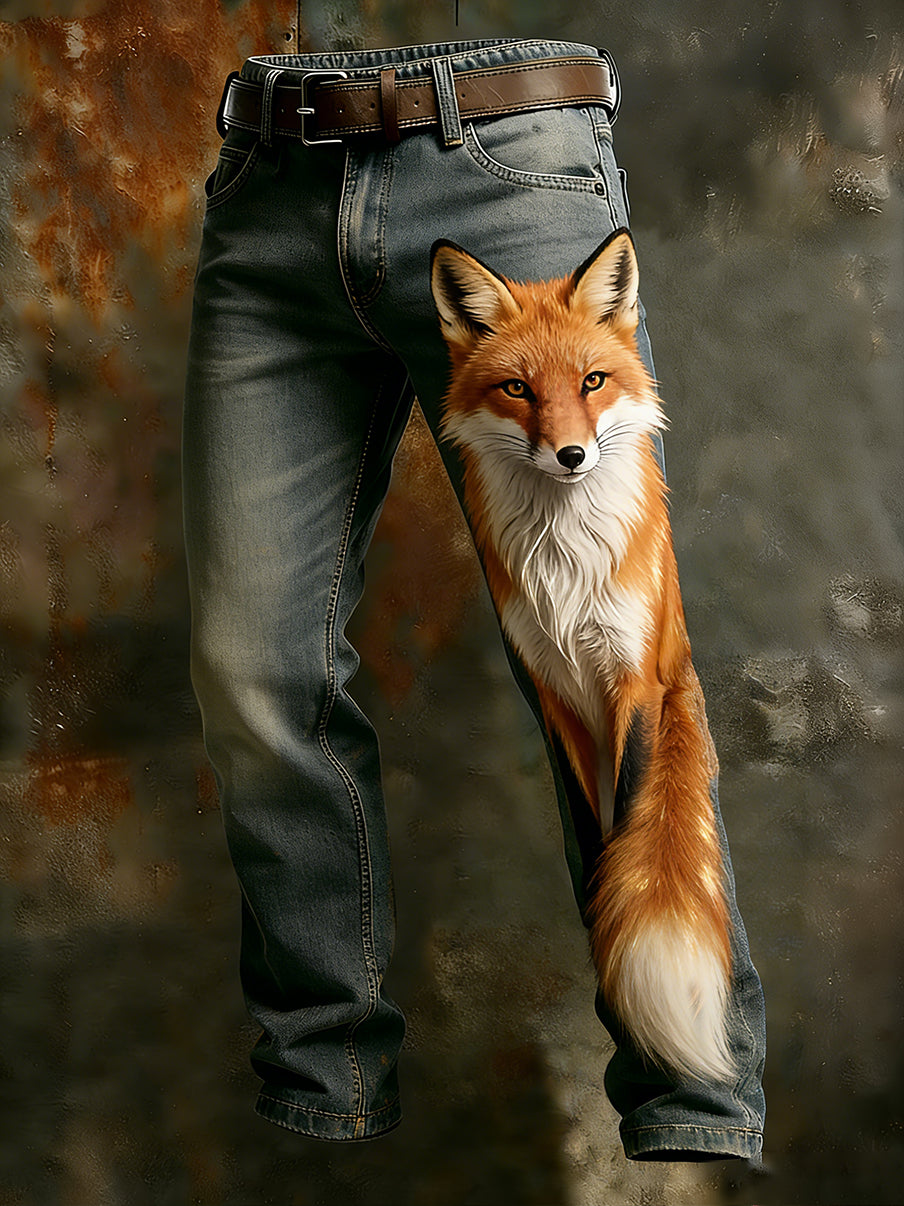 Men's Vintage Animal Print Art Business Casual Work Pants