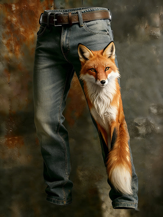 Men's Vintage Animal Print Art Business Casual Work Pants