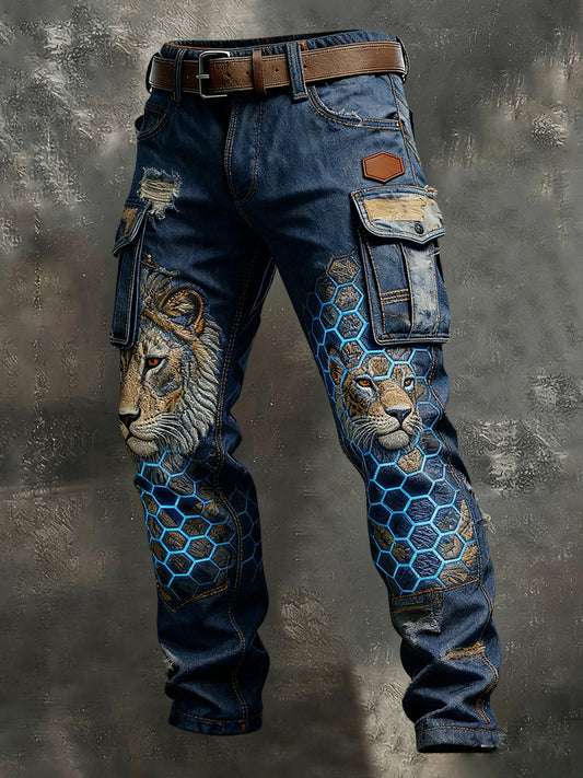 Men's Vintage Animal Print Art Business Casual Work Pants