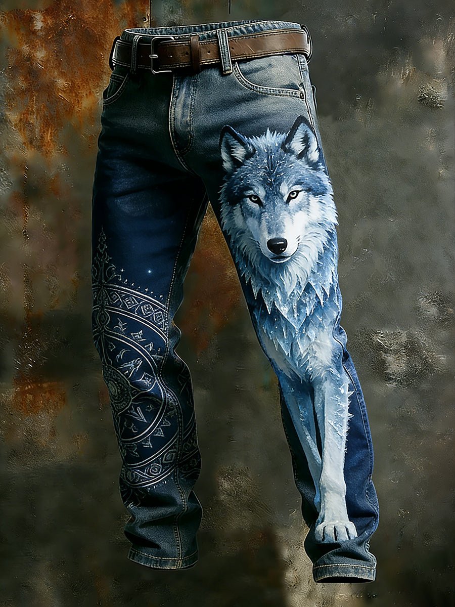 Men's Vintage Animal Print Art Business Casual Work Pants