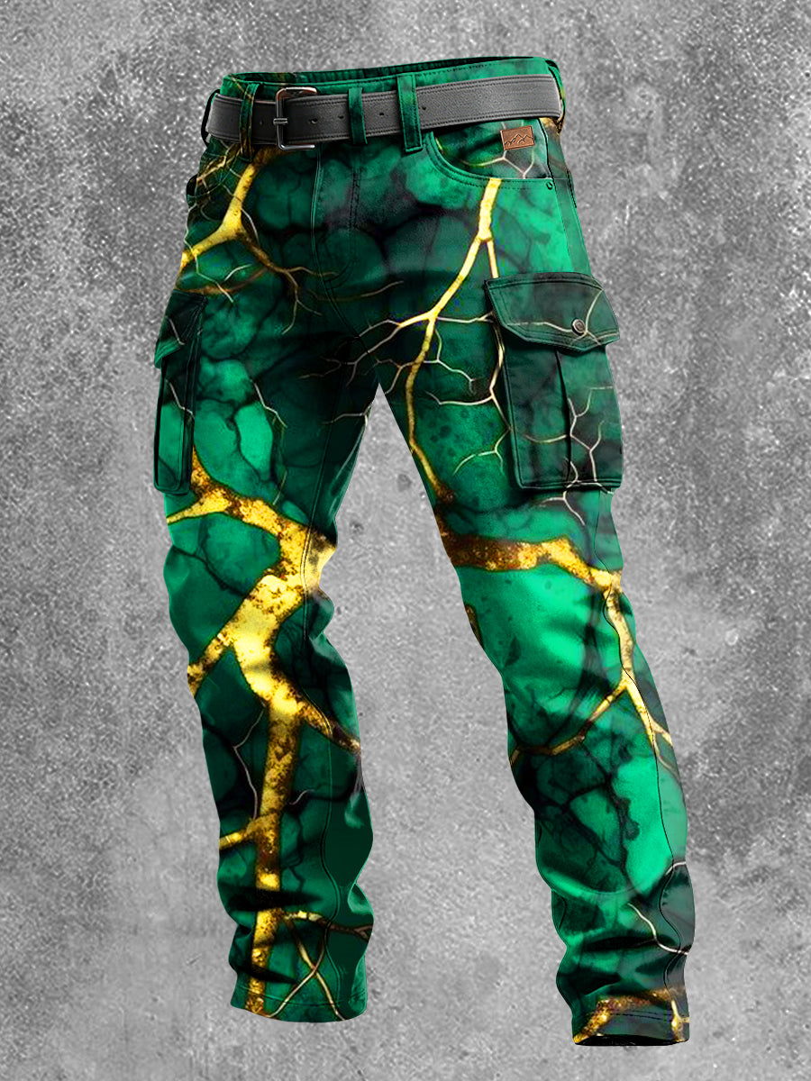 Men's Retro Vacation Business Art Print Casual Workwear Trousers