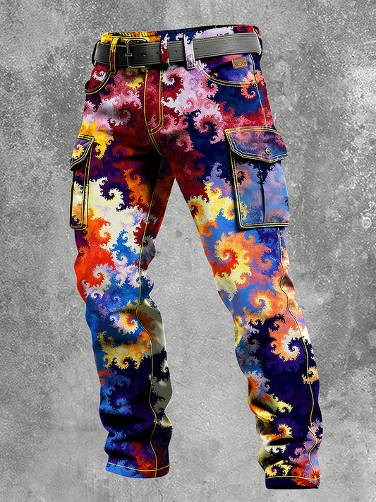 Men's Retro Vacation Business Art Print Casual Workwear Trousers