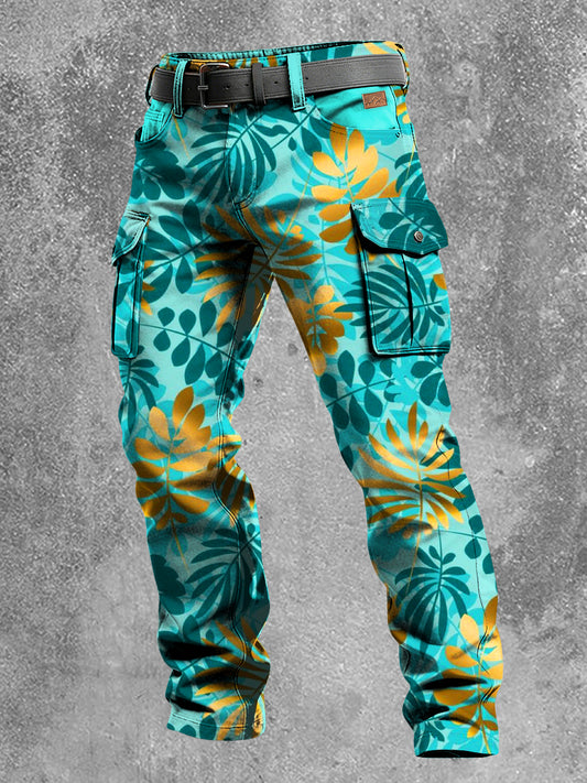 Men's Retro Vacation Business Hawaii Art Print Casual Workwear Trousers