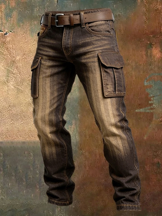 Men's Retro Vacation Business West Art Print Casual Workwear Trousers