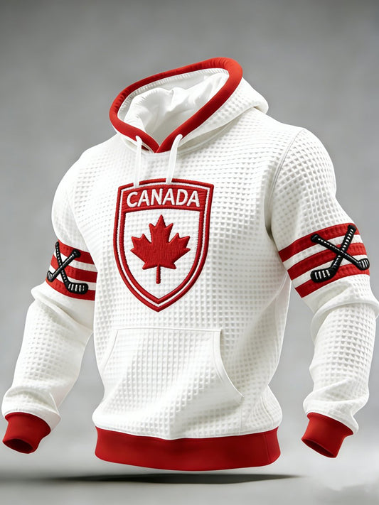 Men's Vintage Canadian Ice Hockey Print Hoodie