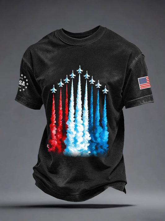 Men's USA Inspired Fighter Jets Print T-Shirt