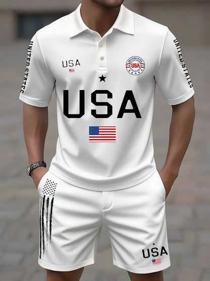 Men's USA Flag Top and Shorts Sets