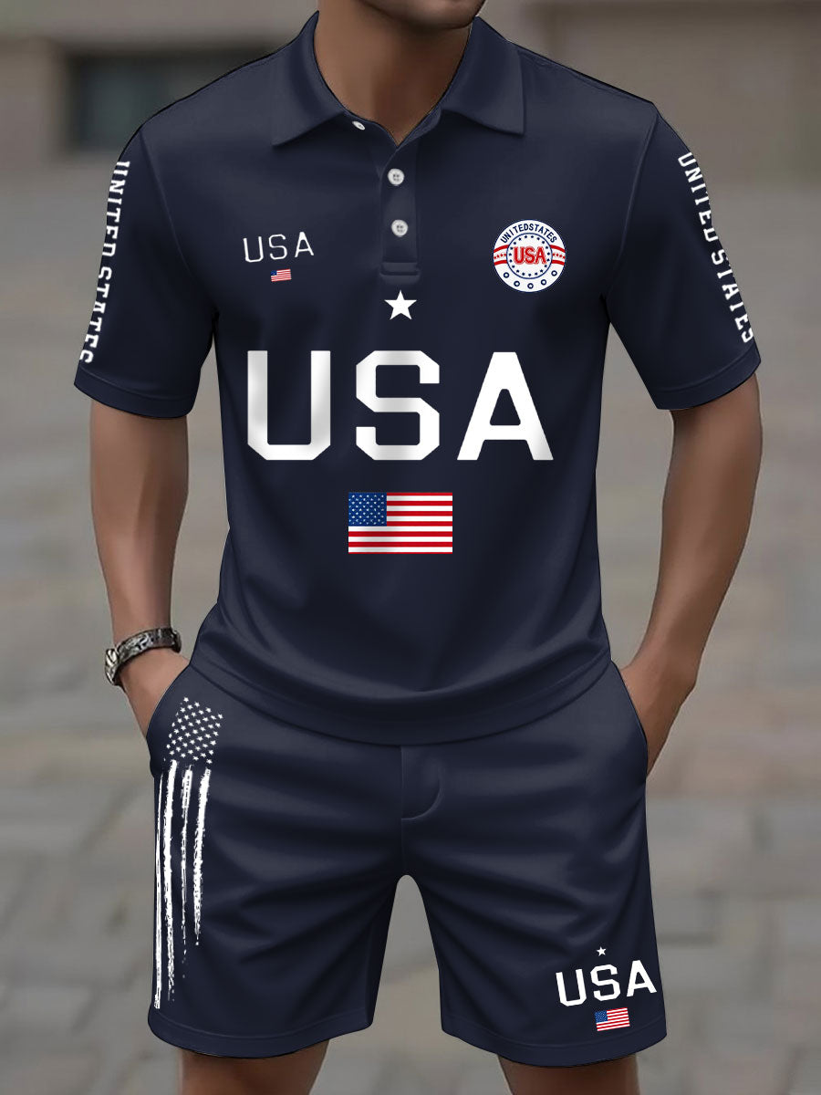Men's USA Flag Top and Shorts Sets