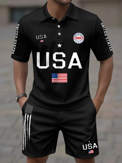 Men's USA Flag Top and Shorts Sets