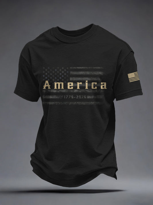 Men's America Flag Print Vintage T-Shirt