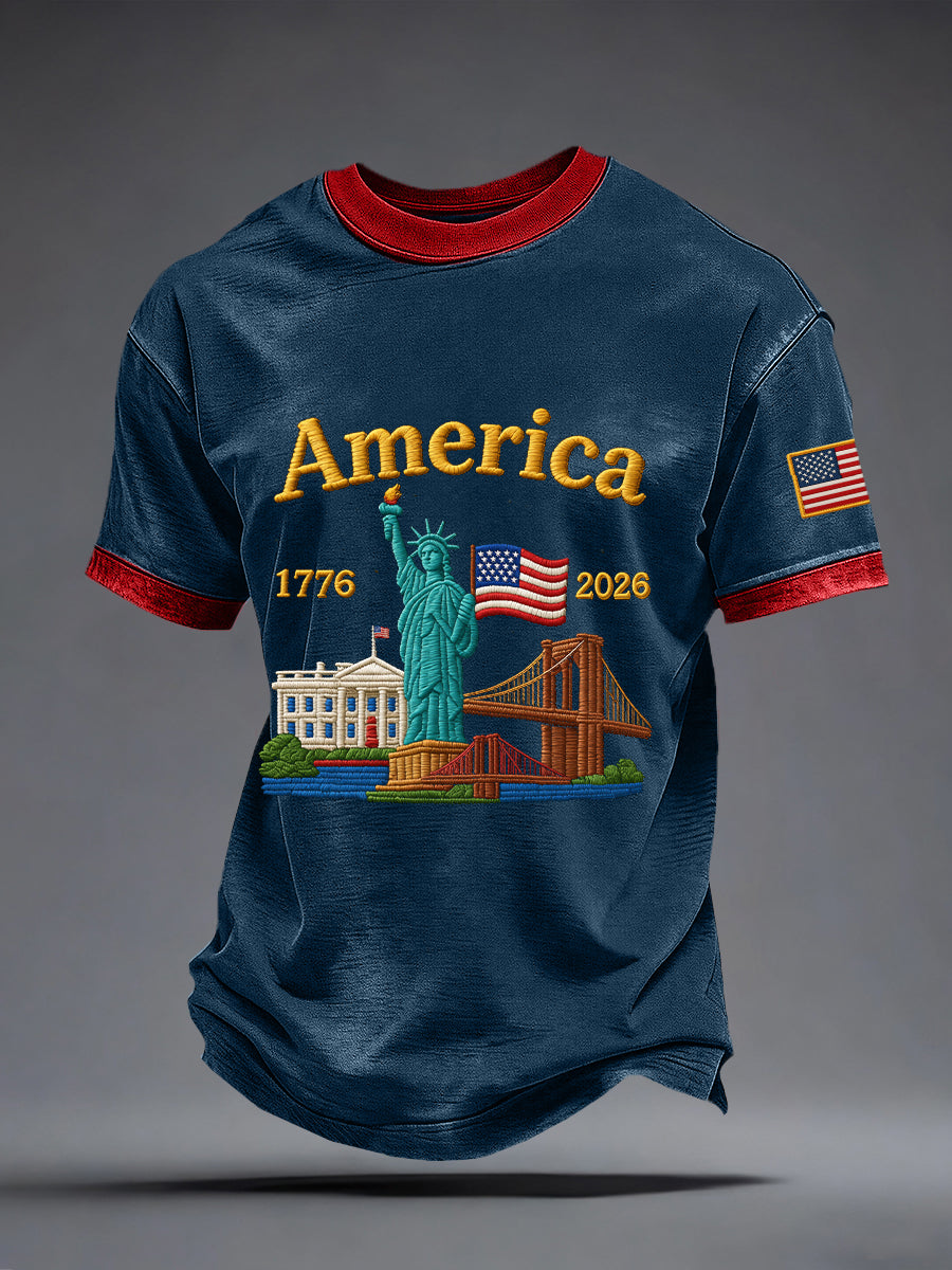 Men's USA 1776-2026 Print Vintage T-Shirt
