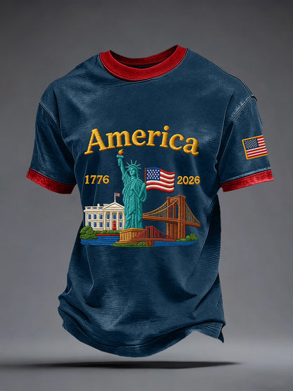 Men's USA 1776-2026 Print Vintage T-Shirt