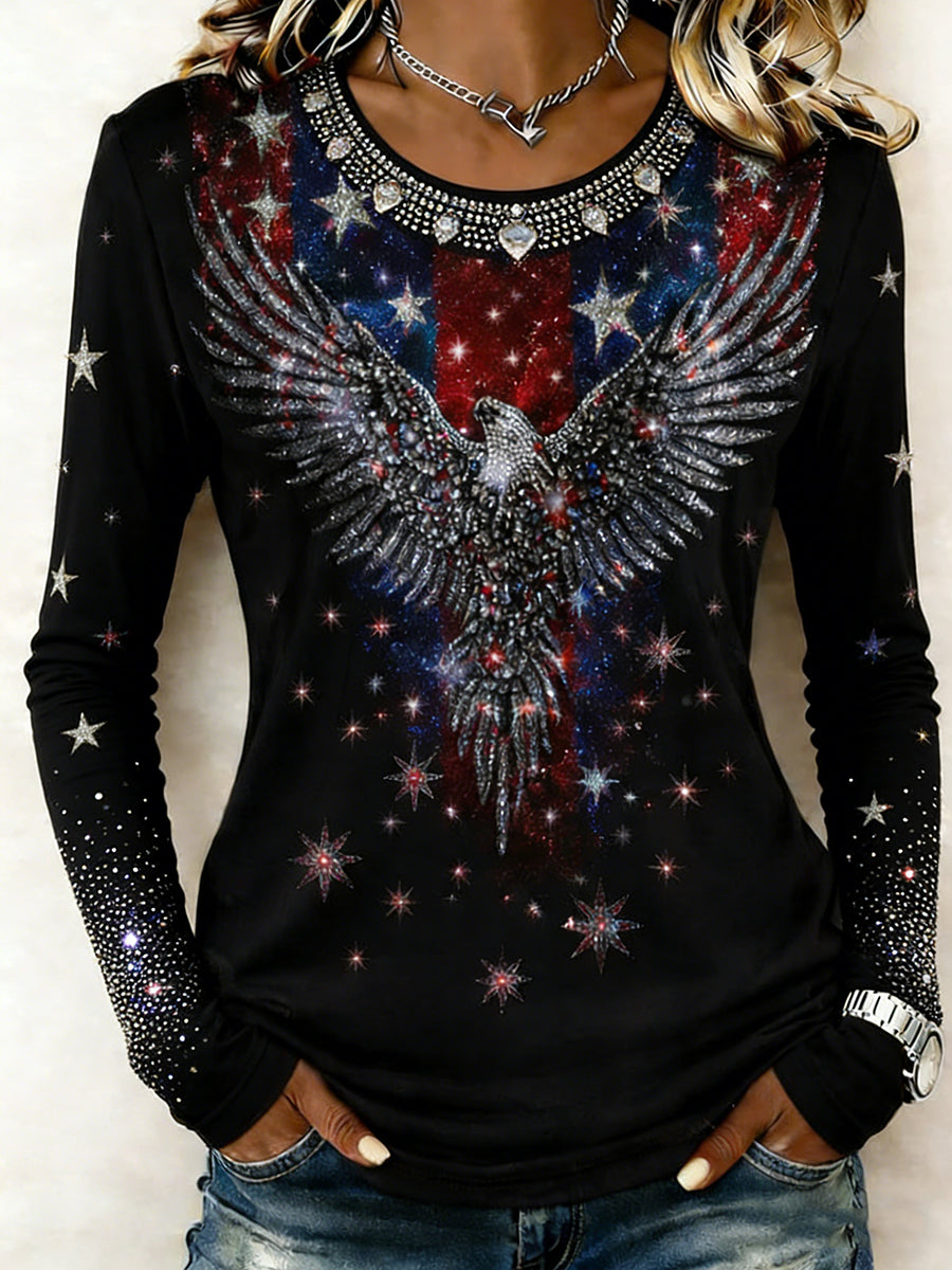 Women's American-style long-sleeve T-shirt