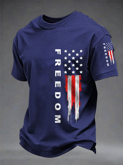 Men's Freedom USA Flag Print Casual Tee