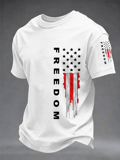Men's Freedom USA Flag Print Casual Tee