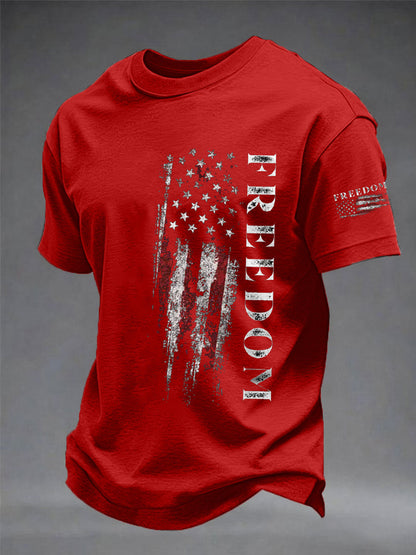 Men's Freedom USA Flag Print Casual Tee