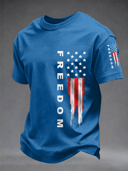 Men's Freedom USA Flag Print Casual Tee