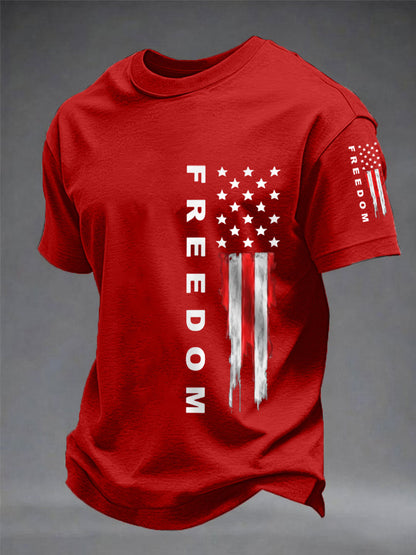 Men's Freedom USA Flag Print Casual Tee
