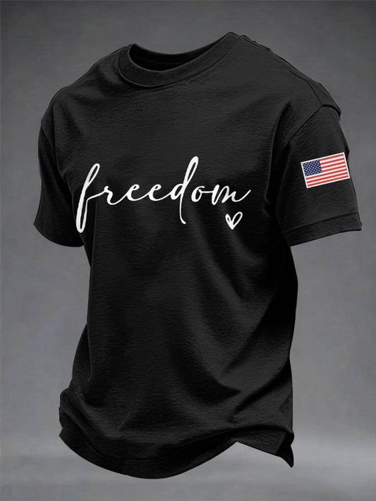 Men's Freedom USA Flag Print Casual Tee