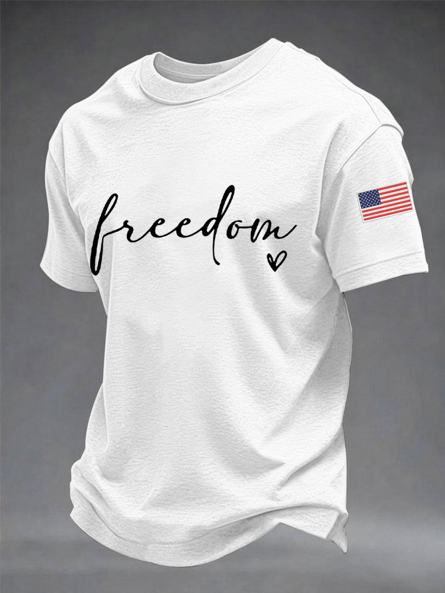 Men's Freedom USA Flag Print Casual Tee