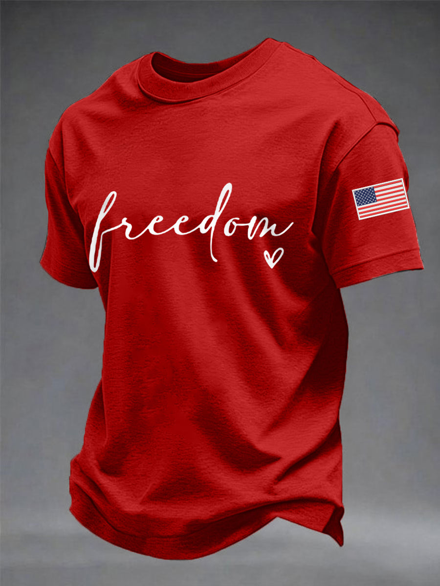 Men's Freedom USA Flag Print Casual Tee