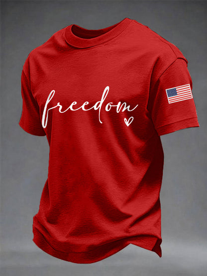 Men's Freedom USA Flag Print Casual Tee