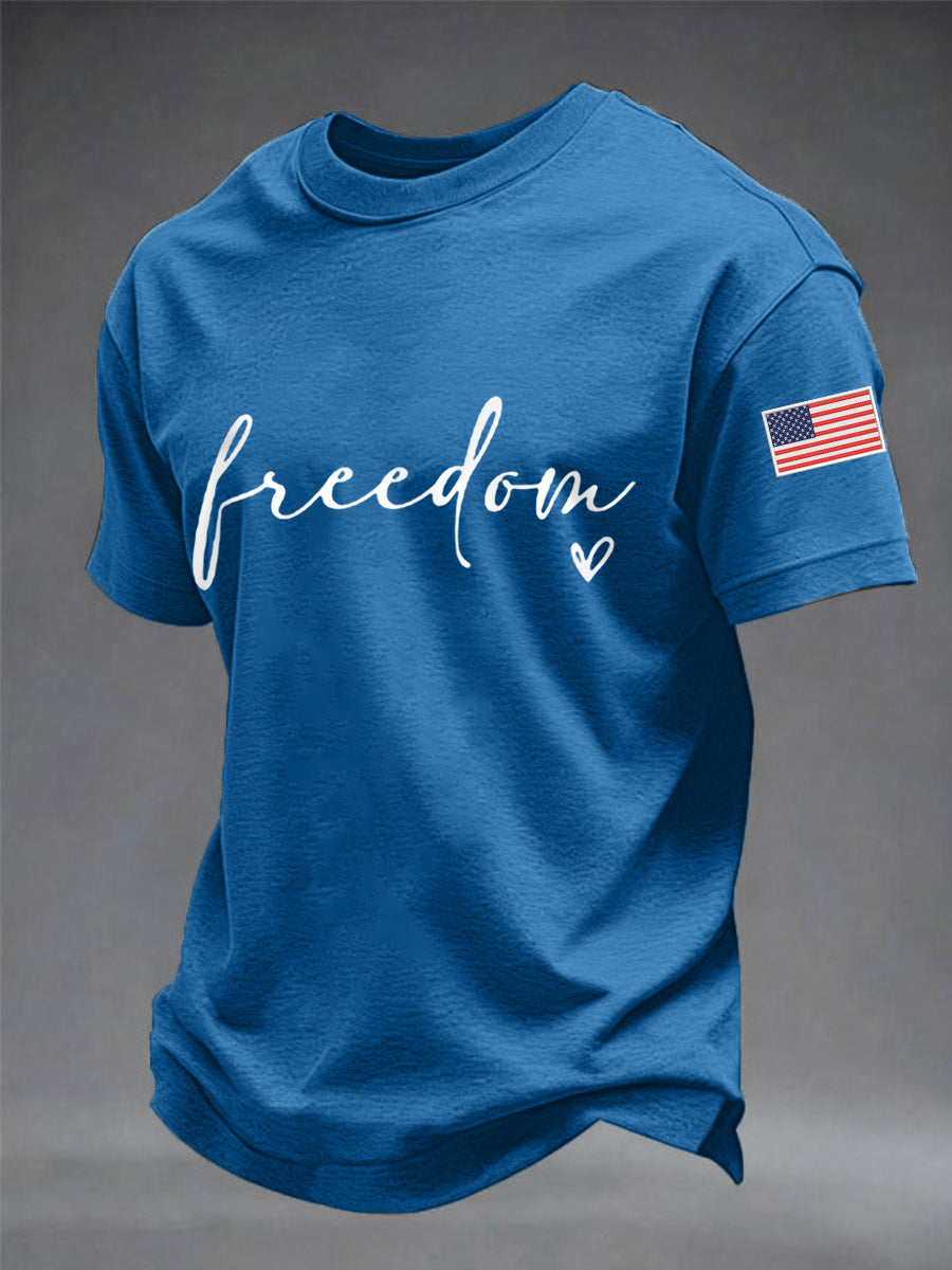 Men's Freedom USA Flag Print Casual Tee