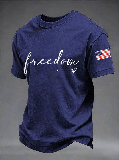 Men's Freedom USA Flag Print Casual Tee