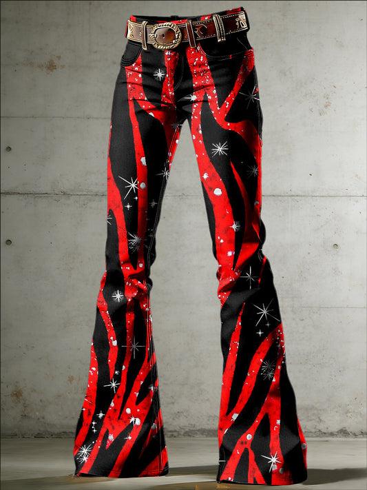 Women's Psychedelic Art Print Flared Trousers