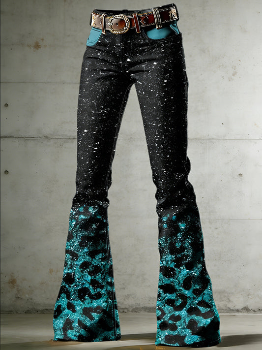 Women's  Art Leopard Print Flared Trousers
