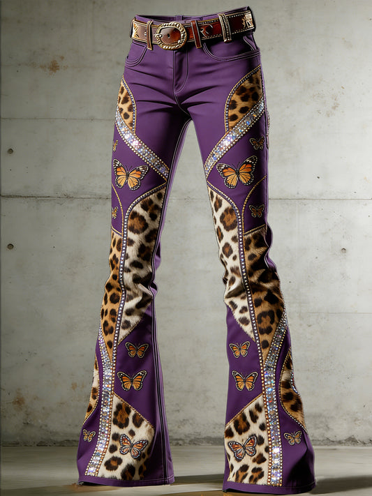Women's Art Leopard Print Flared Trousers