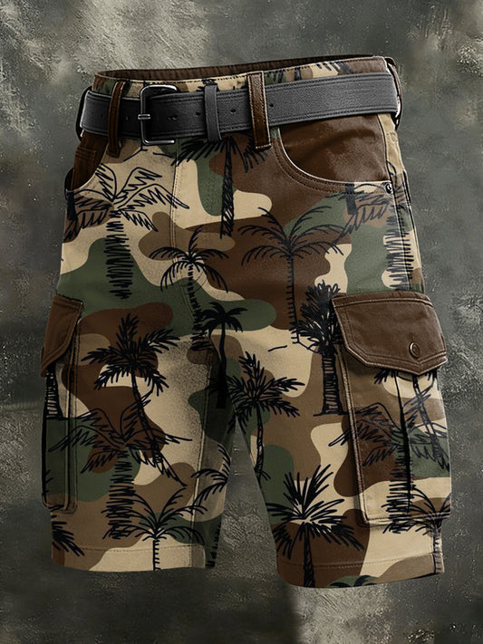 Men's Retro Vacation Business Art Print Casual Shorts