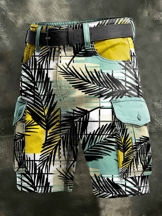 Men's Retro Vacation Business Art Print Casual Shorts
